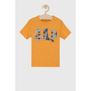 Dětské bavlněné tričko GAP oranžová barva, s aplikací