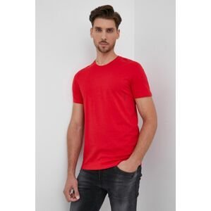 Bavlněné tričko Hugo (2-pack) červená barva, hladké