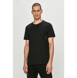 Bavlněné tričko Hugo ( 2-pak) černá barva, hladké