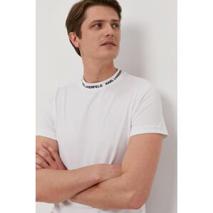 Tričko Karl Lagerfeld pánské, bílá barva, s potiskem