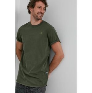 Bavlněné tričko G-Star Raw zelená barva, hladké