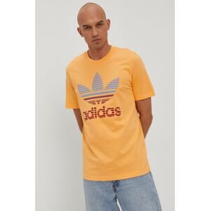 Tričko adidas Originals GN3651 pánské, oranžová barva, s potiskem