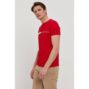 Tričko Tommy Hilfiger pánské, červená barva, s potiskem