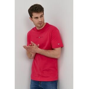 Tričko Tommy Jeans růžová barva, hladké