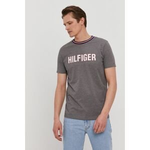 Tričko Tommy Hilfiger pánské, šedá barva, s potiskem