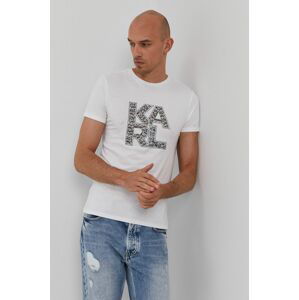 Tričko Karl Lagerfeld pánské, bílá barva, s potiskem