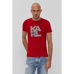 Tričko Karl Lagerfeld pánské, červená barva, s potiskem