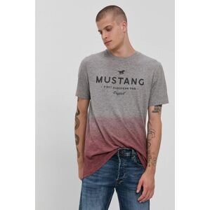 Tričko Mustang pánské, šedá barva, s potiskem
