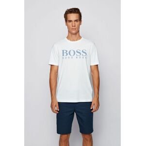 Tričko Boss Athleisure pánské, bílá barva, s potiskem