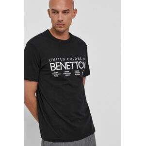 Bavlněné tričko United Colors of Benetton černá barva, s potiskem