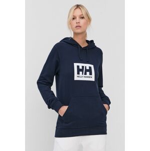 Bavlněná mikina Helly Hansen tmavomodrá barva, s potiskem, 53289