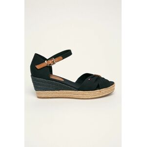 Sandály Tommy Hilfiger BASIC OPENED TOE MID WEDGE tmavomodrá barva, FW0FW04785