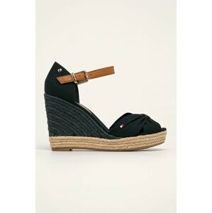 Sandály Tommy Hilfiger BASIC OPENED TOE HIGH WEDGE tmavomodrá barva, FW0FW04784