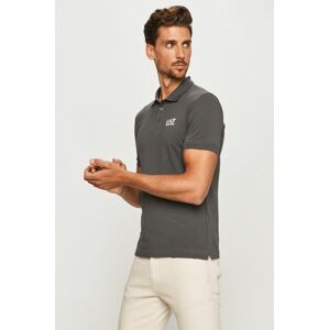 Polo tričko EA7 Emporio Armani pánské, šedá barva, hladké