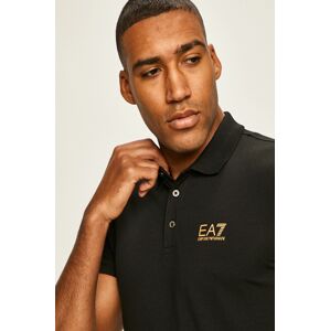 Polo tričko EA7 Emporio Armani pánské, černá barva, hladké