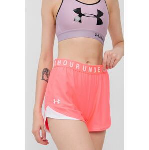 Tréninkové šortky Under Armour Play Up 3.0 růžová barva, s potiskem, medium waist