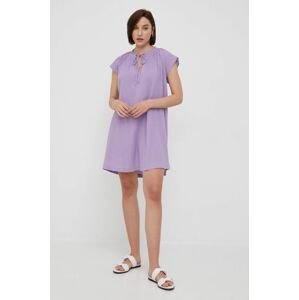 Bavlněné šaty United Colors of Benetton fialová barva, mini
