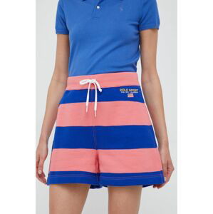 Kraťasy Polo Ralph Lauren dámské, vzorované, high waist