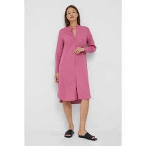 Plátěné šaty Sisley růžová barva, mini, oversize