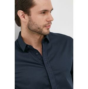 Bavlněné tričko Armani Exchange tmavomodrá barva, regular, s klasickým límcem