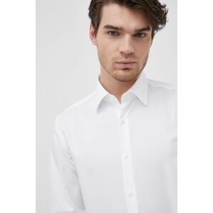 Košile Boss pánská, bílá barva, slim, s klasickým límcem