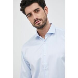 Bavlněné tričko Hugo pánské, slim, s italským límcem