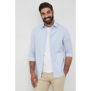 Košile Emporio Armani pánská, modrá barva, regular, s klasickým límcem