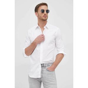 Košile Emporio Armani pánská, bílá barva, slim, s klasickým límcem