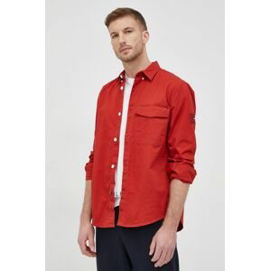 Košile Tommy Hilfiger pánská, červená barva, regular, s klasickým límcem