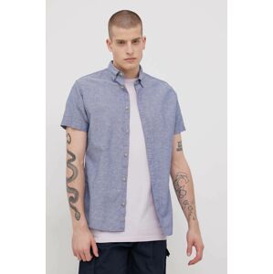 Košile ze směsi lnu Produkt by Jack & Jones pánská, fialová barva, regular, s límečkem button-down