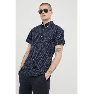 Bavlněné tričko Produkt by Jack & Jones tmavomodrá barva, regular, s límečkem button-down