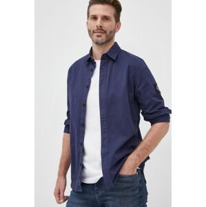 Košile Calvin Klein Jeans pánská, tmavomodrá barva, regular, s klasickým límcem