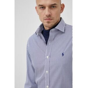 Bavlněné tričko Polo Ralph Lauren pánská, tmavomodrá barva, slim, s klasickým límcem