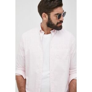 Košile GAP pánská, růžová barva, regular, s límečkem button-down
