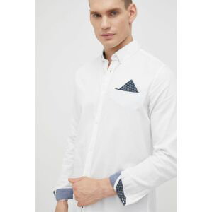 Košile Tom Tailor pánská, bílá barva, slim, s límečkem button-down
