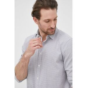 Košile Sisley pánská, šedá barva, regular, s klasickým límcem