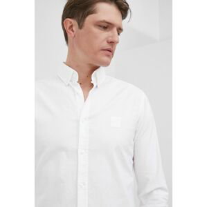 Košile BOSS Boss Casual pánská, bílá barva, slim, s límečkem button-down