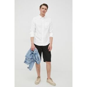 Košile ze směsi lnu Calvin Klein Jeans pánská, bílá barva, slim, s klasickým límcem