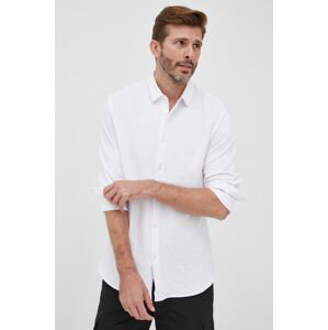 Bavlněné tričko Armani Exchange pánská, bílá barva, regular, s klasickým límcem