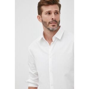Bavlněné tričko Armani Exchange pánská, bílá barva, regular, s klasickým límcem