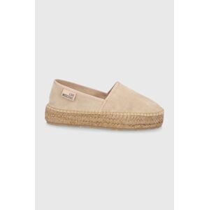 Semišové espadrilky Love Moschino průhledná barva, na platformě