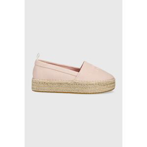 Espadrilky Calvin Klein Jeans růžová barva, na platformě