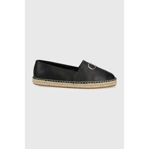 Kožené espadrilky Calvin Klein černá barva