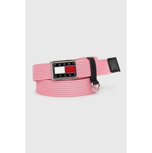 Pásek Tommy Jeans New Webbing 2.5 dámský, růžová barva