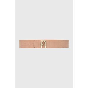 Oboustranný kožený pásek Furla dámský, růžová barva
