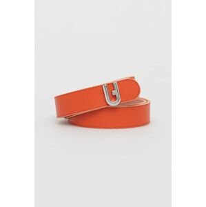 Oboustranný kožený pásek Furla dámský, oranžová barva