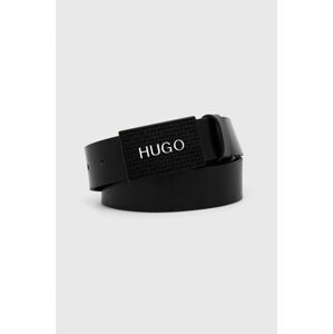 Kožený pásek Hugo pánský, černá barva