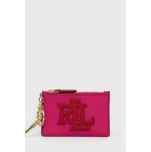 Kožená peněženka Lauren Ralph Lauren dámský, růžová barva