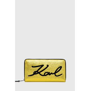 Kožená peněženka Karl Lagerfeld dámský, žlutá barva