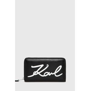Kožená peněženka Karl Lagerfeld dámský, černá barva